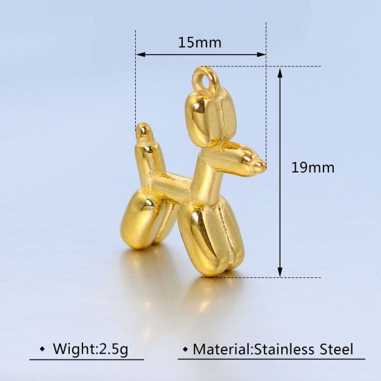 Picture of Eco-friendly 304 Stainless Steel Charms Multicolor Dog Animal Balloon 19mm x 15mm