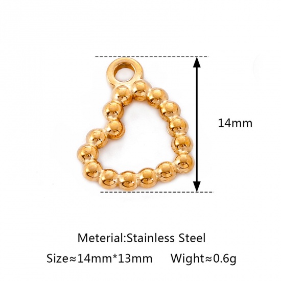 Bild von Umweltfreundlich 304 Edelstahl Charms Herz Bunt 14mm x 13mm, 3 Stück
