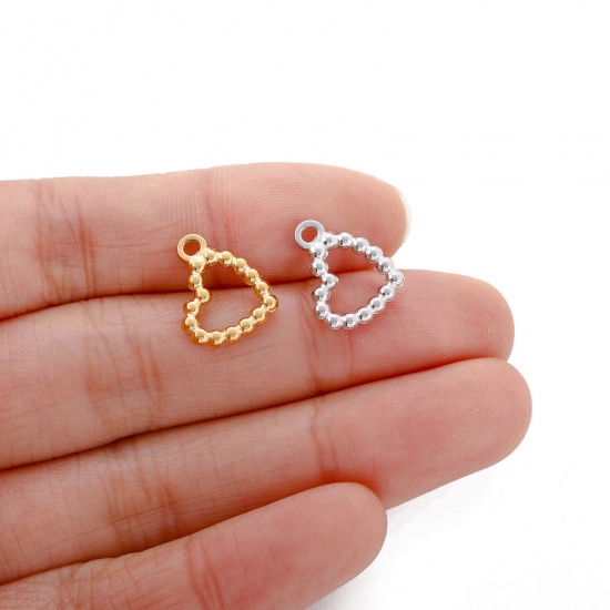 Bild von Umweltfreundlich 304 Edelstahl Charms Herz Bunt 14mm x 13mm, 3 Stück