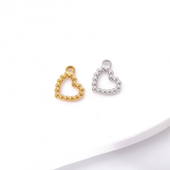 Bild von Umweltfreundlich 304 Edelstahl Charms Herz Bunt 14mm x 13mm, 3 Stück