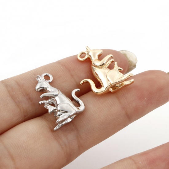 Imagen de Latón Colgantes Charms Canguro Oro Real Chapado 18mm x 16mm, 2 Unidades