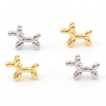 Brass Charms Real Gold Plated Balloon Dog 16mm x 13mm