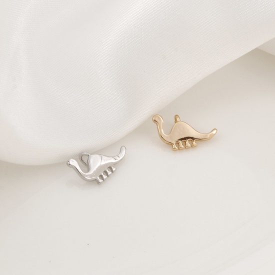 Immagine di Ottone Charms Dinosauro Vero Oro Placcato 13mm x 8mm, 5 Pz