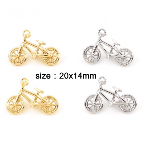 Picture of Brass Charms Real Gold Plated Bicycle 3D 20mm x 14mm