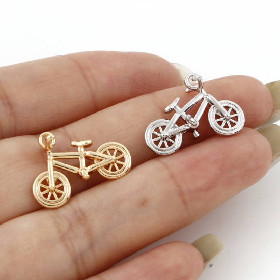 Picture of Brass Charms Real Gold Plated Bicycle 3D 20mm x 14mm