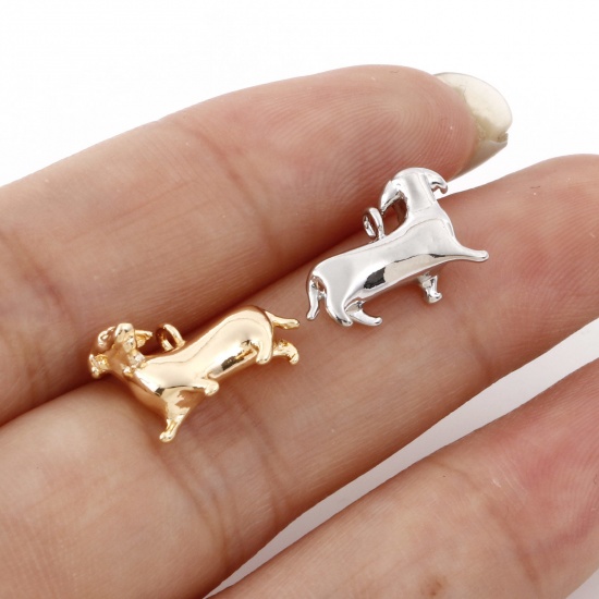 Picture of Brass Charms Real Gold Plated Dachshund Animal 3D 14mm x 10mm
