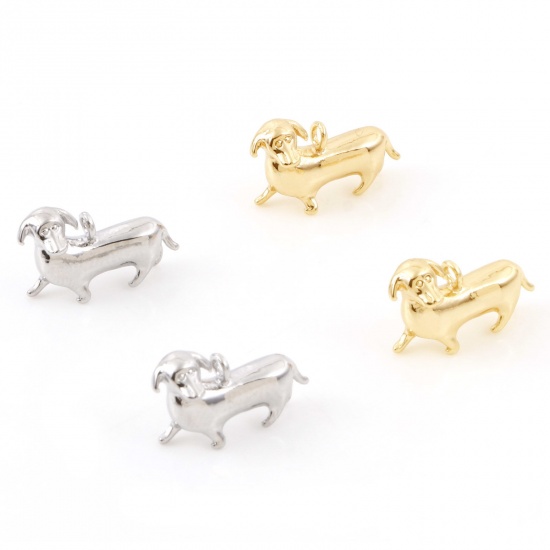 Picture of Brass Charms Real Gold Plated Dachshund Animal 3D 14mm x 10mm