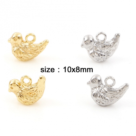 Picture of Brass Charms Real Gold Plated Mandarin Duck 3D 10mm x 8mm