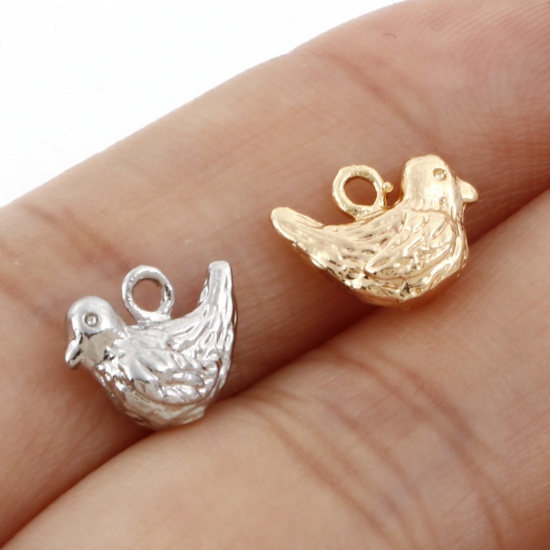 Picture of Brass Charms Real Gold Plated Mandarin Duck 3D 10mm x 8mm