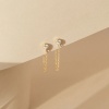 Picture of Eco-friendly Vacuum Plating 304 Stainless Steel Birthstone Tassel Earrings 14K Gold Plated Multicolor Rhinestone 3mm Dia.