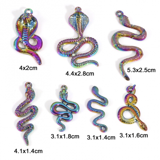 Image de Pendentifs en Alliage de Zinc Serpent Plaqué de Couleur Arc-en-ciel 5 Pcs