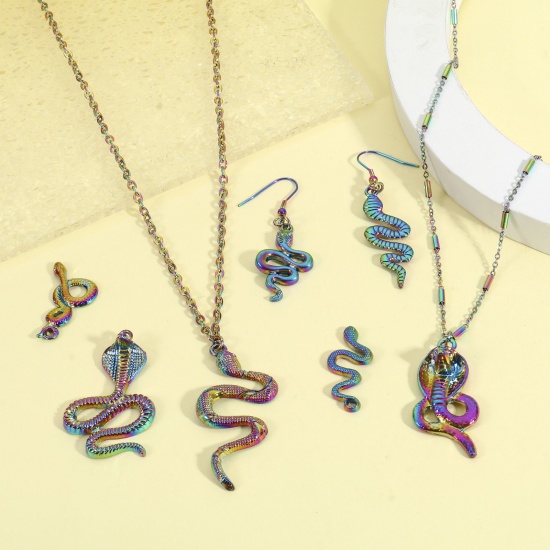 Image de Pendentifs en Alliage de Zinc Serpent Plaqué de Couleur Arc-en-ciel 5 Pcs