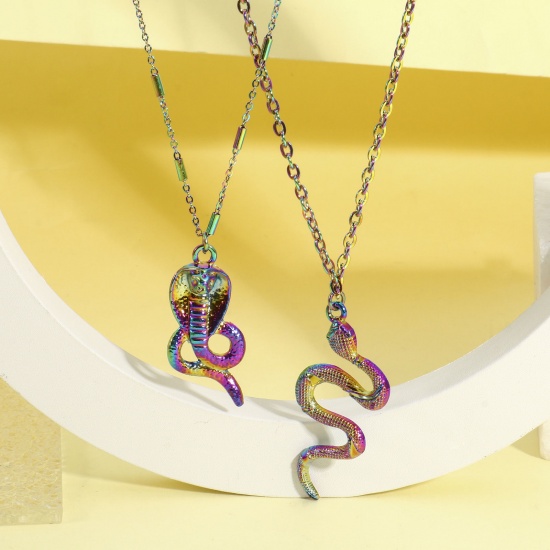 Image de Pendentifs en Alliage de Zinc Serpent Plaqué de Couleur Arc-en-ciel 5 Pcs