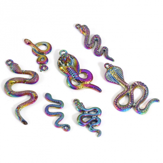 Image de Pendentifs en Alliage de Zinc Serpent Plaqué de Couleur Arc-en-ciel 5 Pcs