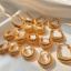 Изображение Гипоаллергенный Ретро Простой 18K Позолоченный Медь С Полосами Серьги-кольца Для женщин Партия 1 Пара