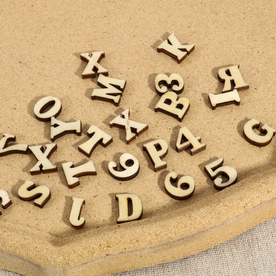 Picture of Wood Embellishments Natural Number Initial Alphabet/ Capital Letter