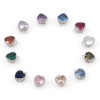 Picture of Brass Birthstone Charms Real Platinum Plated Heart Multicolour Cubic Zirconia 8mm x 6.5mm