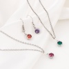 Imagen de Latón piedra del zodíaco Colgantes Charms Ronda Platino Real Chapado Multicolor Circón Artificial 9mm x 7mm, 2 Unidades