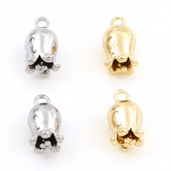 Picture of Brass Charms Real Gold Plated Lily Of The Valley Flower Flower 3D 12mm x 7mm