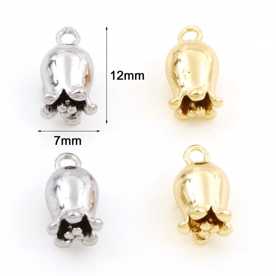 Picture of Brass Charms Real Gold Plated Lily Of The Valley Flower Flower 3D 12mm x 7mm