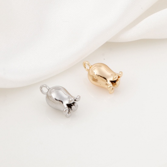 Picture of Brass Charms Real Gold Plated Lily Of The Valley Flower Flower 3D 12mm x 7mm