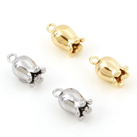 Picture of Brass Charms Real Gold Plated Lily Of The Valley Flower Flower 3D 12mm x 7mm