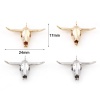 Picture of Brass Boho Chic Bohemia Charms Real Gold Plated Cow Animal Bone 3D 24mm x 17mm
