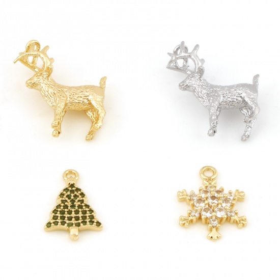 Picture of Brass Christmas Charms Real Gold Plated 3D