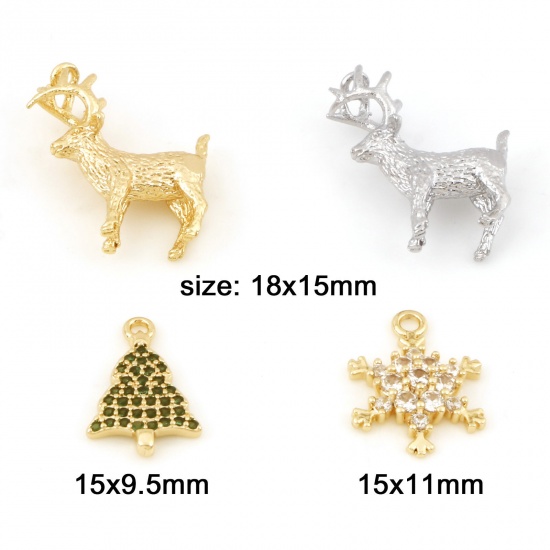 Picture of Brass Christmas Charms Real Gold Plated 3D