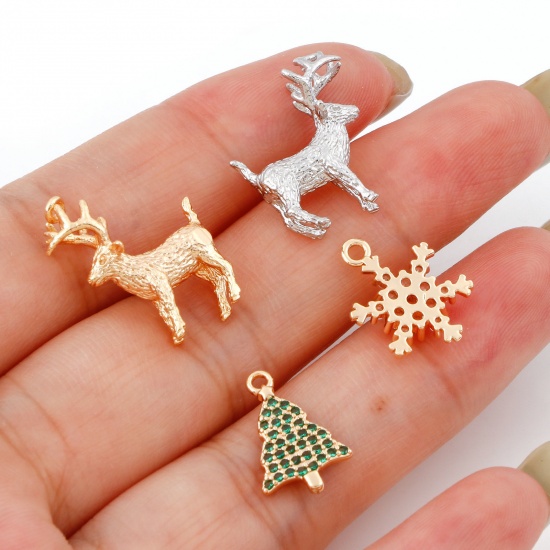 Picture of Brass Christmas Charms Real Gold Plated 3D