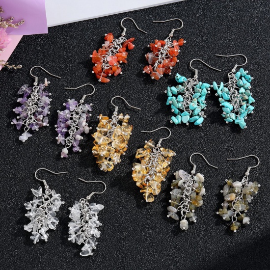 Picture of Stone Boho Chic Bohemia Earrings Multicolor Chip Beads