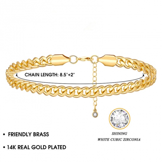 Picture of Brass Exquisite Link Chain Anklet Gold Plated                                                                                                                                                                                                                 