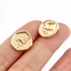 Bild von Messing Ohrring Ohrstecker 18K Echtgold plattiert Elefant Insekt Message " Mit Öse " 14mm x 14mm, Drahtstärke: (20 gauge), 2 Stück