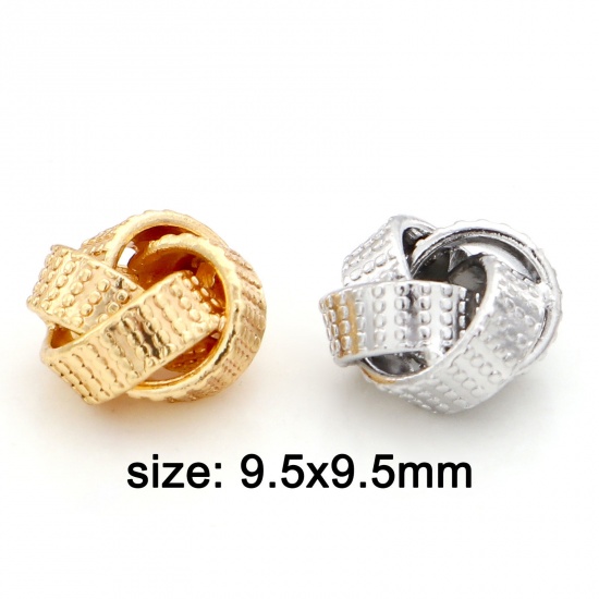 Picture of Brass Beads For DIY Charm Jewelry Making Real Gold Plated Ball Of Yarn Hollow About 9.5mm x 9.5mm                                                                                                                                                             