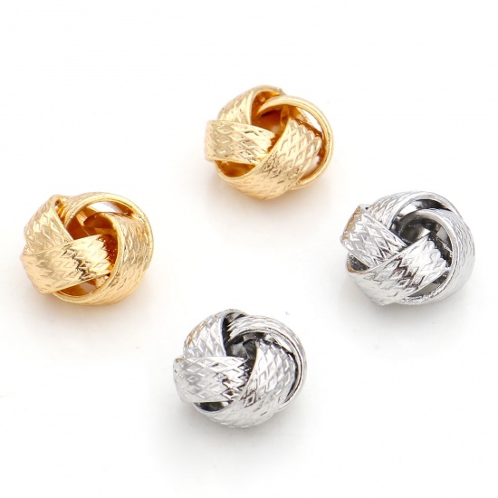Picture of Brass Beads For DIY Jewelry Making Real Gold Plated Ball Of Yarn Hollow About 9mm x 9mm