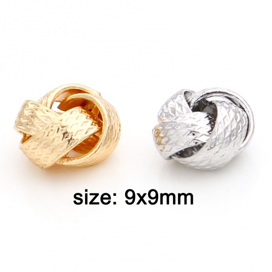 Picture of Brass Beads For DIY Jewelry Making Real Gold Plated Ball Of Yarn Hollow About 9mm x 9mm