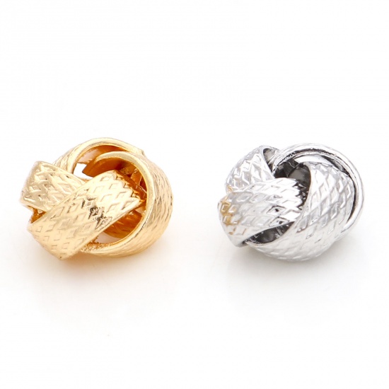 Picture of Brass Beads For DIY Jewelry Making Real Gold Plated Ball Of Yarn Hollow About 9mm x 9mm