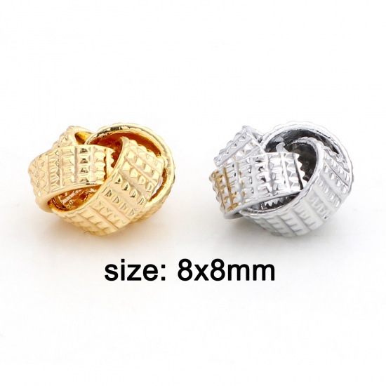 Picture of Brass Beads For DIY Charm Jewelry Making Real Gold Plated Ball Of Yarn Hollow About 8mm x 8mm                                                                                                                                                                 