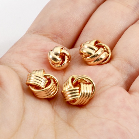 Picture of Brass Beads For DIY Jewelry Making 18K Real Gold Plated Ball Of Yarn Hollow About 12mm x 12mm