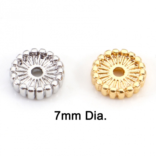 Picture of Brass Spacer Beads For DIY Bracelet Jewelry Making Findings Real Gold Plated Round About 7mm Dia                                                                                                                                                              