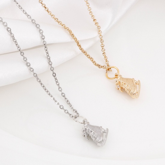 Immagine di Ottone Sport Charms Pattini da Ghiaccio Vero Oro Placcato Cravatta a Farfalla 3D 12mm x 11mm, 5 Pz