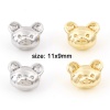 Picture of Brass Beads For DIY Jewelry Making Real Gold Plated Bear Animal 3D About 11mm x 9mm