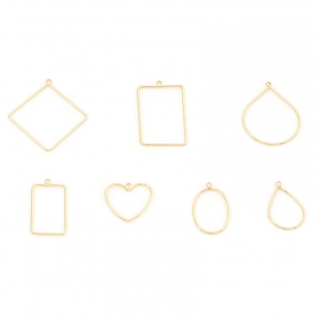 Ottone Charms Cuore 18K Vero Oro Placcato Ovale 5 Pz