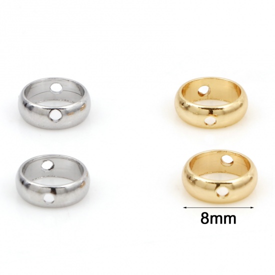 Bild von Messing Perlen Rahmen Rund Echtgold plattiert 8mm Durchmesser, 10 Stück