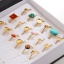 Immagine di 304 Acciaio Inossidabile Aperto Regolabile Anello 18K Oro Placcato Geometrica Basi per Cabochon 18mm (taglia di US: 7.75), 2 Pz