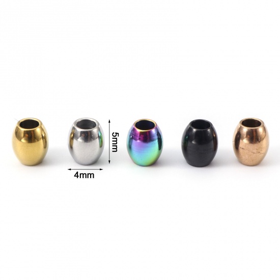 Image de Perles pour DIY Fabrication de Bijoux en 304 Acier Inoxydable Placage Sous Vide Écologique Ovale Multicolore 5mm x 4mm, Trou: env. 2mm, 10 Pcs