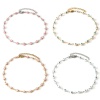Picture of 1 Piece Vacuum Plating 304 Stainless Steel Religious Link Chain Anklet Enamel Evil Eye