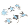 Picture of Zinc Based Alloy Charms Antique Silver Color Blue Crab Animal Bird Enamel