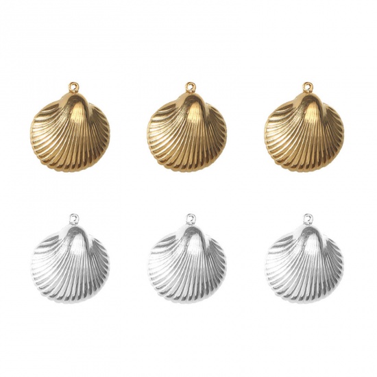 Picture of Eco-friendly 304 Stainless Steel Ocean Jewelry Charms Multicolor Shell Texture