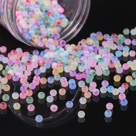 Picture of Glass Seed Beads Round Rocailles Multicolor Cat's Eye Imitation About 4mm Dia.